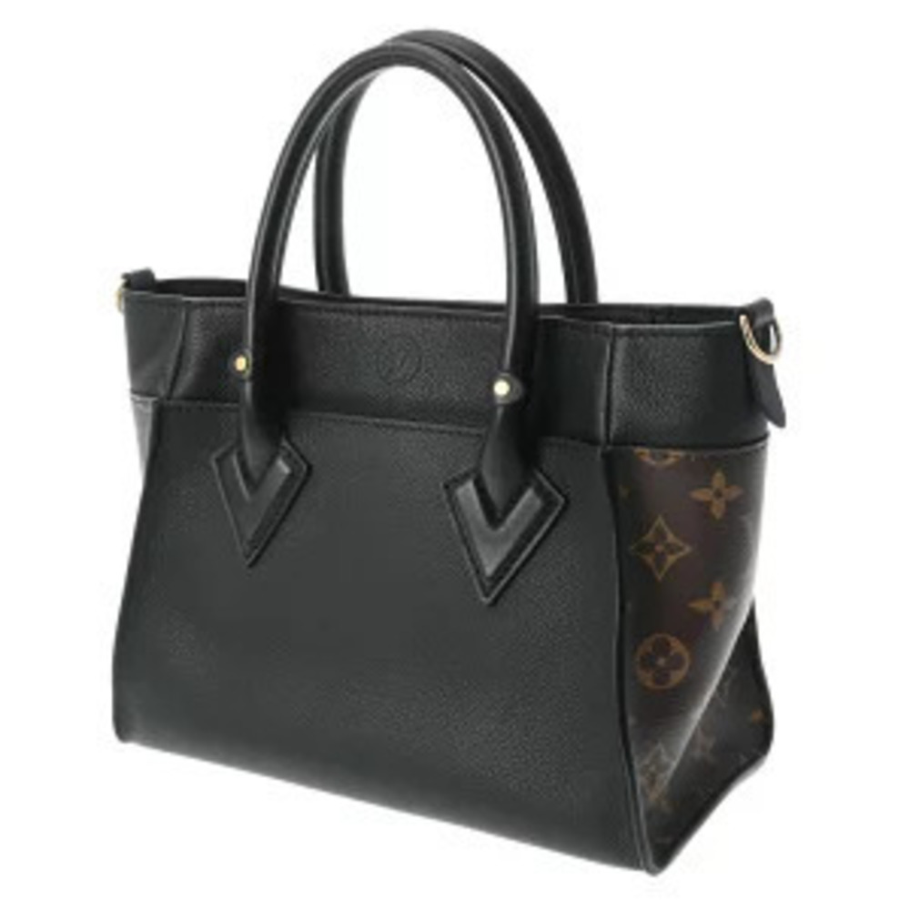 Louis Vuitton Canvas Handbag Side On Black Calfskin Monogram Noir My